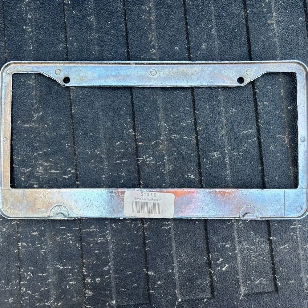 Nebraska License Plate Frame - Red and Silver